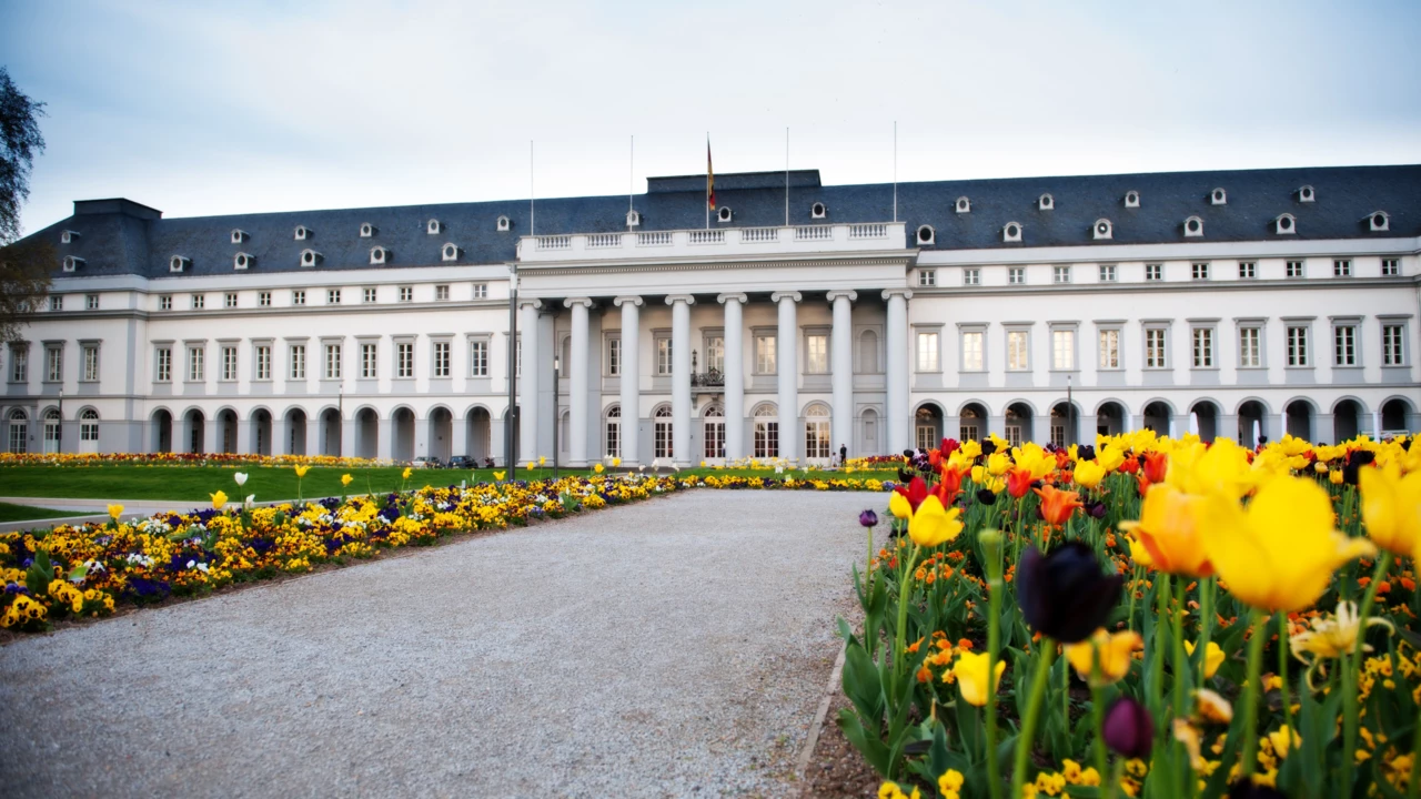 The Electoral Palace in spring with blooming flowers