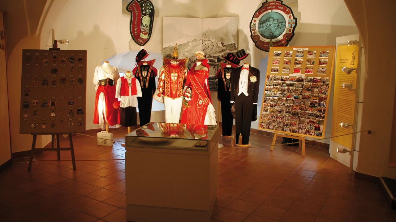 Ausstellung von früherer Kleidung im Rheinischen Fastnachtsmuseum
