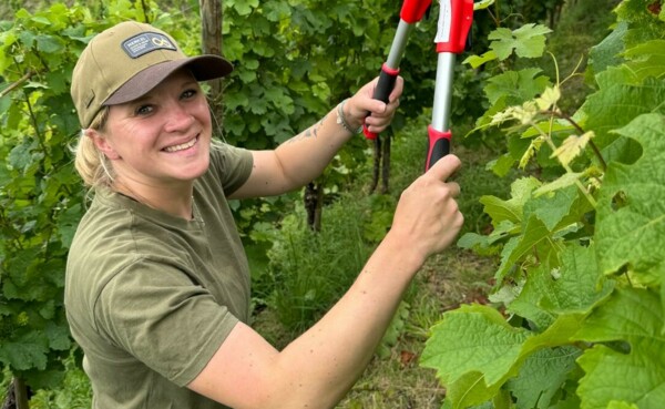 Kira Blinn werkt in de wijngaard © Kira Blinn Kira Blinn werkt in de wijngaard © Kira Blinn