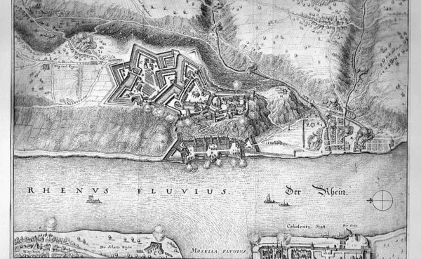 Karte der Festung Ehrenbreistein im Jahre 1638 © 