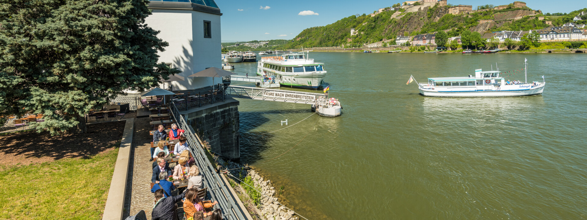 Schiff vor der Festung Ehrenbreitstein ©Koblenz-Touristik GmbH, Dominik Ketz