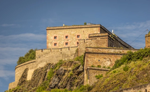 Walls of Ehrenbreitstein Fortress in the summer